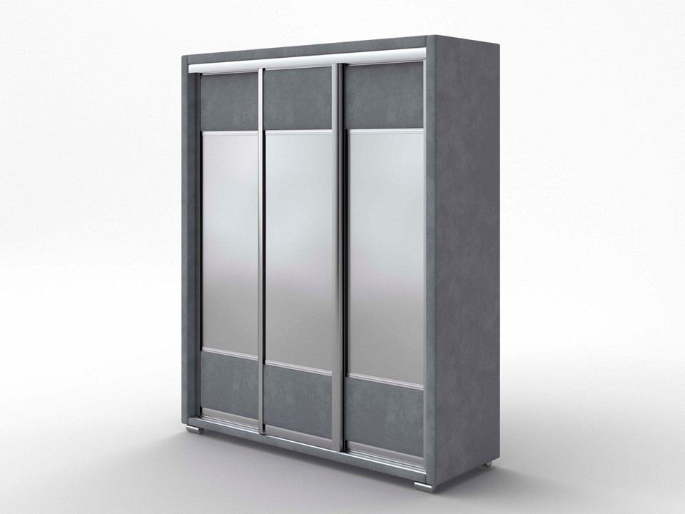 Шкаф Орматек Шкаф-купе 3х дв Orma Soft 2 3 зеркала Ткань Микровелюр Laska 06 Серый мох 177x60 197430₽